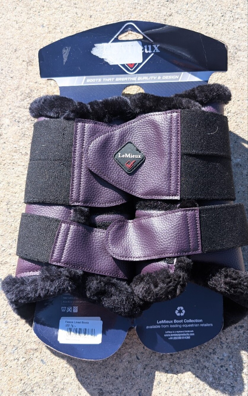 LeMieux Purple (Fig) Fleece-Lined Brush Boots- L